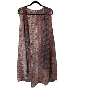 Cato Women’s Sleeveless Lightweight Open Draped Front Multicolor Vest Size L GUC